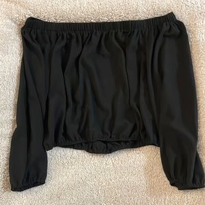 Charlotte Russe crop top off shoulder sz L back cut out detail